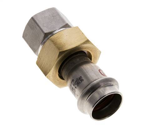 Union Press Fitting - 22mm Female & Rp 3/4'' Female - Stainless Steel Flat Sealing
