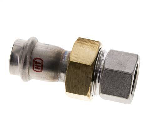 Union Press Fitting - 22mm Female & Rp 3/4'' Female - Stainless Steel Flat Sealing