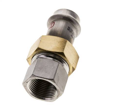 Union Press Fitting - 22mm Female & Rp 3/4'' Female - Stainless Steel Flat Sealing