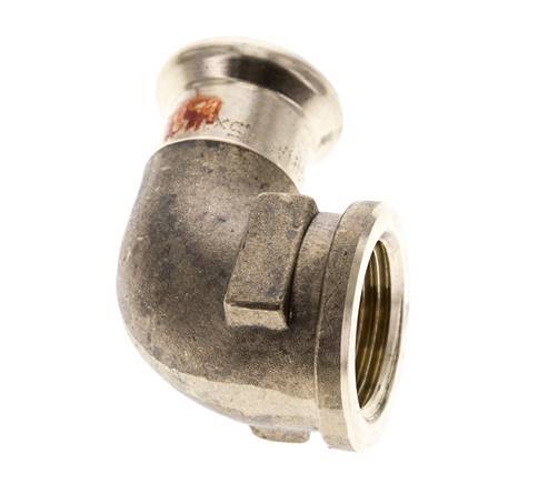 Racor a presión codo 90deg - 15mm Hembra & Rp 1/2'' Hembra - Aleación de cobre