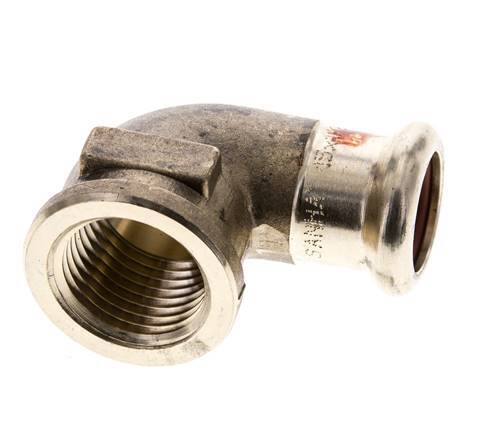Racor a presión codo 90deg - 15mm Hembra & Rp 1/2'' Hembra - Aleación de cobre