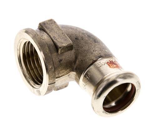 Racor a presión codo 90deg - 15mm Hembra & Rp 1/2'' Hembra - Aleación de cobre