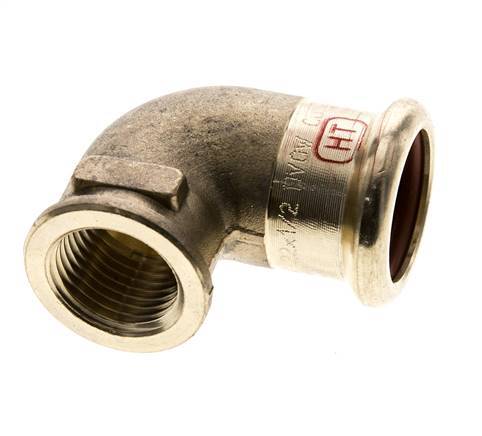 90deg Elbow Press Fitting - 22mm Female & Rp 1/2'' Female - Copper alloy