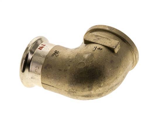 Racor a presión de 90 grados - Hembra de 28 mm y hembra de 1'' - Aleación de cobre