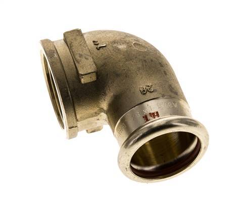 Racor a presión de 90 grados - Hembra de 28 mm y hembra de 1'' - Aleación de cobre