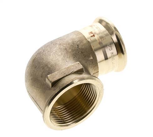 Accesorio a presión codo de 90 grados - 42 mm hembra y Rp 1-1/2'' hembra - Aleación de cobre