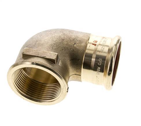 Accesorio a presión codo de 90 grados - 42 mm hembra y Rp 1-1/2'' hembra - Aleación de cobre