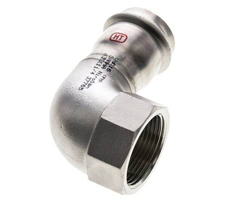 90deg Elbow Press Fitting - 35mm Female & Rp 1-1/4'' Female - Stainless Steel