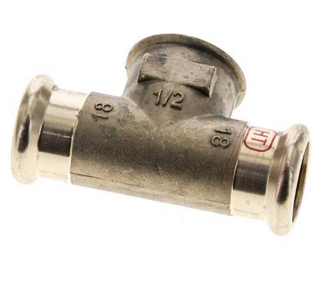 Tee Press Fitting - 18mm Hembra & Rp 1/2'' Hembra - Aleación de cobre