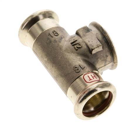 Tee Press Fitting - 18mm Hembra & Rp 1/2'' Hembra - Aleación de cobre