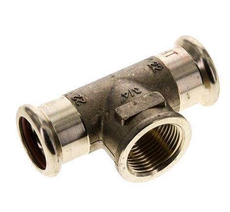 Tee Press Fitting - 22mm Hembra & Rp 3/4'' Hembra - Aleación de cobre