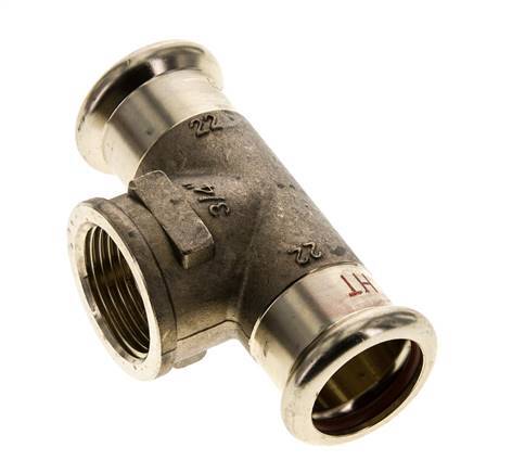 Tee Press Fitting - 22mm Hembra & Rp 3/4'' Hembra - Aleación de cobre