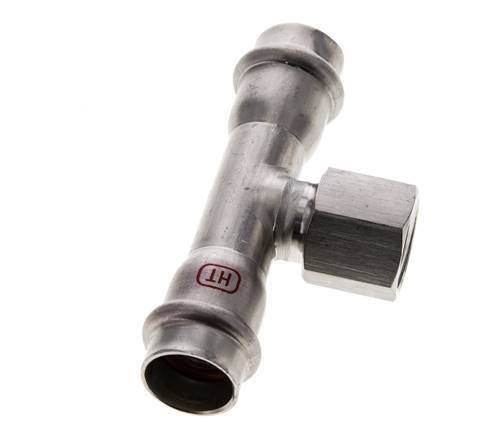Tee Press Fitting - 18mm Hembra & Rp 1/2'' Hembra - Acero Inoxidable