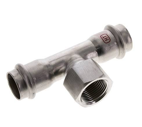 Tee Press Fitting - 22mm Hembra & Rp 3/4'' Hembra - Acero Inoxidable