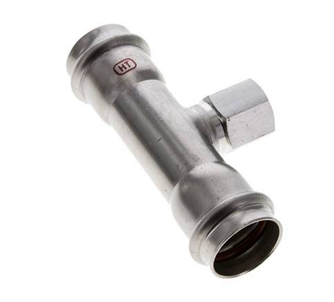 Tee Press Fitting - 28mm Hembra & Rp 1/2'' Hembra - Acero Inoxidable