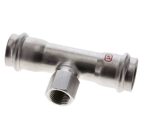 Tee Press Fitting - 28mm Hembra & Rp 1/2'' Hembra - Acero Inoxidable