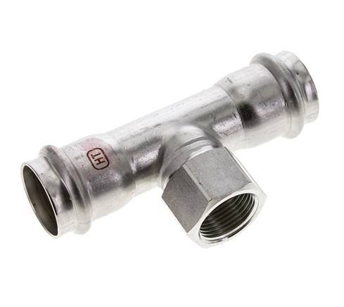 Tee Press Fitting - 28mm Hembra & Rp 3/4'' Hembra - Acero Inoxidable