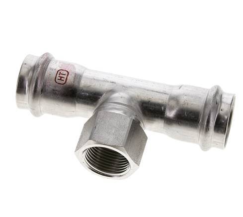 Tee Press Fitting - 28mm Hembra & Rp 3/4'' Hembra - Acero Inoxidable