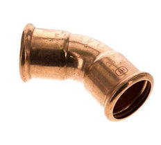 45deg Elbow Press Fitting - 35mm Female - Copper alloy