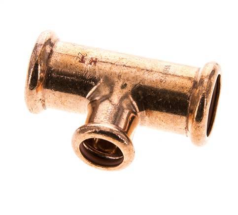 Tee Press Fitting - 15mm Female & 22mm - Copper alloy