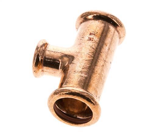 Tee Press Fitting - 15mm Female & 22mm - Copper alloy
