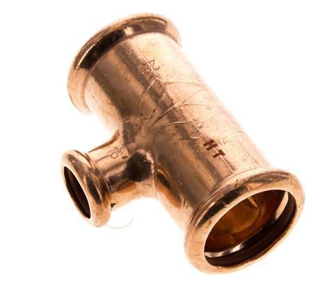 Tee Press Fitting - 15mm Female & 28mm - Copper alloy