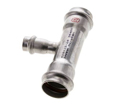 Tee Press Fitting - 15mm Female & 28mm - Stainless Steel