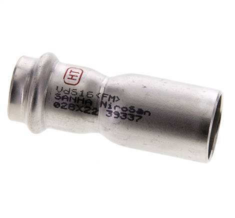 Racor a presión - 22 mm hembra y 28 mm macho - Acero inoxidable