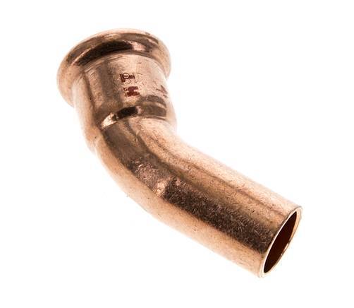 Accesorio a presión codo de 45 grados - 18 mm hembra y 18 mm macho - Aleación de cobre