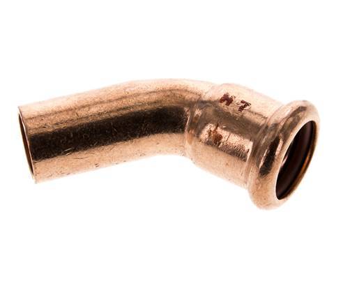 Accesorio a presión codo de 45 grados - 18 mm hembra y 18 mm macho - Aleación de cobre