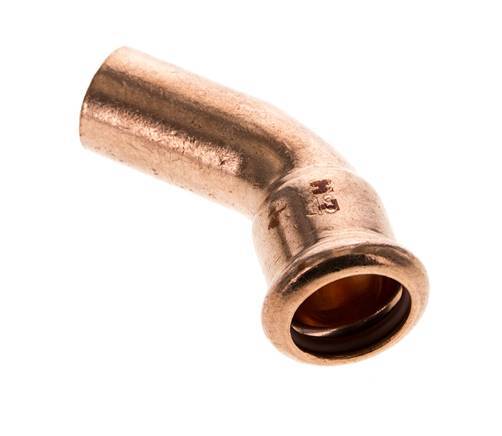 Accesorio a presión codo de 45 grados - 18 mm hembra y 18 mm macho - Aleación de cobre