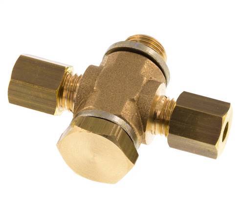 4mm & G1/8'' Brass T-Shape Tee Compression Fitting with Male Threads 150 bar Zinc plated Steel, with NBR insert DIN EN 1254-2