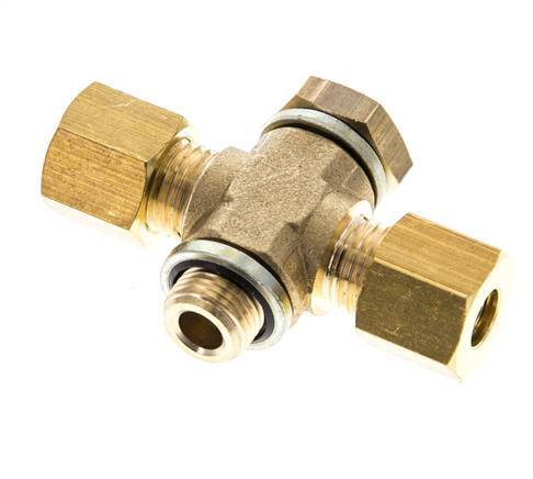 6mm & G1/8'' Brass T-Shape Tee Compression Fitting with Male Threads 150 bar Zinc plated Steel, with NBR insert DIN EN 1254-2