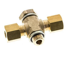 6mm & G1/8'' Brass T-Shape Tee Compression Fitting with Male Threads 150 bar Zinc plated Steel, with NBR insert DIN EN 1254-2