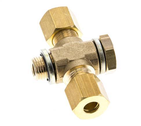 6mm & G1/8'' Brass T-Shape Tee Compression Fitting with Male Threads 150 bar Zinc plated Steel, with NBR insert DIN EN 1254-2