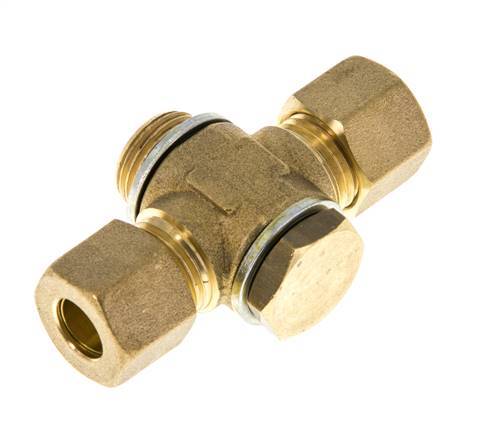 10mm & G3/8'' Brass T-Shape Tee Compression Fitting with Male Threads 95 bar Zinc plated Steel, with NBR insert DIN EN 1254-2