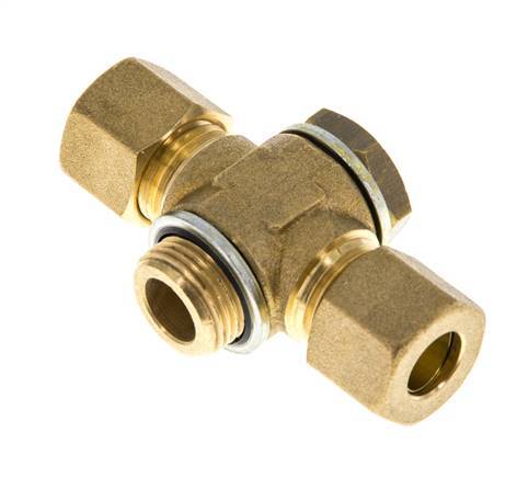 10mm & G3/8'' Brass T-Shape Tee Compression Fitting with Male Threads 95 bar Zinc plated Steel, with NBR insert DIN EN 1254-2