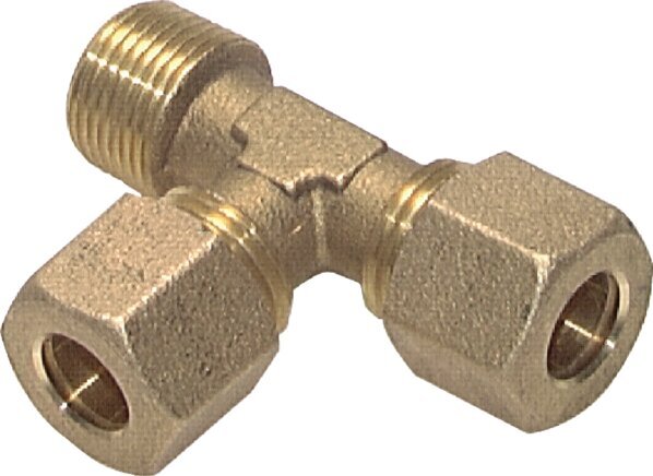 6mm & R1/4'' Brass Right Angle Tee Compression Fitting with Male Threads 150 bar DIN EN 1254-2 [2 Pieces]