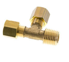 6mm & R1/4'' Brass Right Angle Tee Compression Fitting with Male Threads 150 bar DIN EN 1254-2 [2 Pieces]