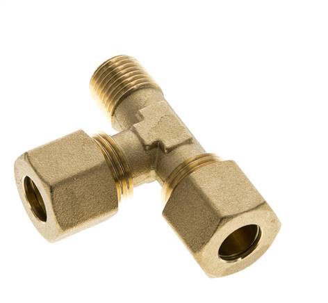 10mm & R1/4'' Brass Right Angle Tee Compression Fitting with Male Threads 95 bar DIN EN 1254-2