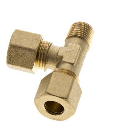 10mm & R1/4'' Brass Right Angle Tee Compression Fitting with Male Threads 95 bar DIN EN 1254-2