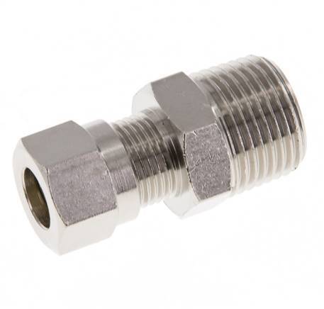 8LL & R3/8'' Nickel plated Brass Straight Cutting Fitting with Male Threads 100 bar ISO 8434-1 [2 Pieces]