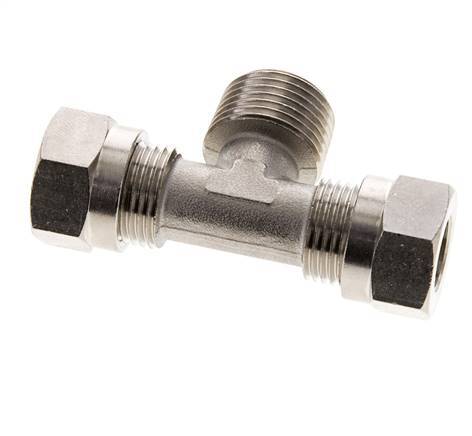12L & R1/2'' Nickel plated Brass T-Shape Tee Cutting Fitting with Male Threads 75 bar ISO 8434-1