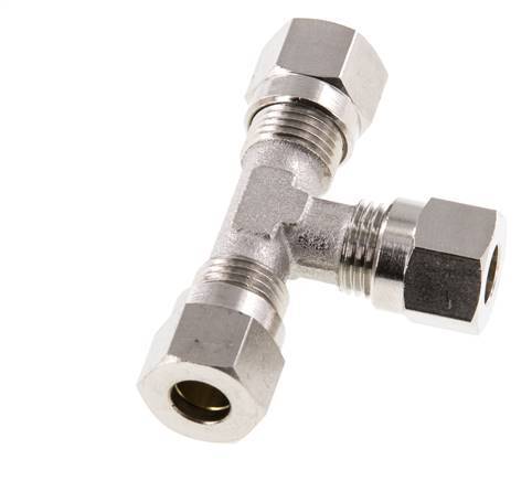 6LL Nickel plated Brass T-Shape Tee Cutting Fitting 100 bar ISO 8434-1 [2 Pieces]