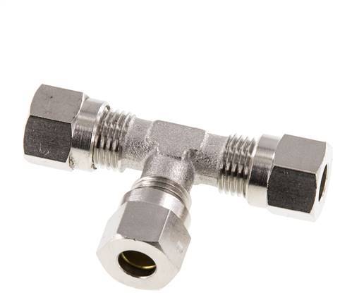 6LL Nickel plated Brass T-Shape Tee Cutting Fitting 100 bar ISO 8434-1 [2 Pieces]