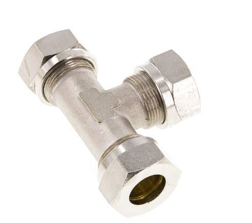 18L Nickel plated Brass T-Shape Tee Cutting Fitting 65 bar ISO 8434-1