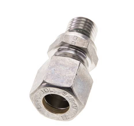 10L & M12x1.5 Stainless Steel Straight Compression Fitting with Male Threads 315 bar FKM ISO 8434-1