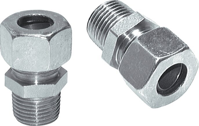 12L & R3/8'' Zink plated Steel Straight Cutting Fitting with Male Threads 315 bar ISO 8434-1 [2 Pieces]