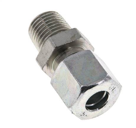 8L & R1/4'' Zink plated Steel Straight Cutting Fitting with Male Threads 315 bar ISO 8434-1 [2 Pieces]