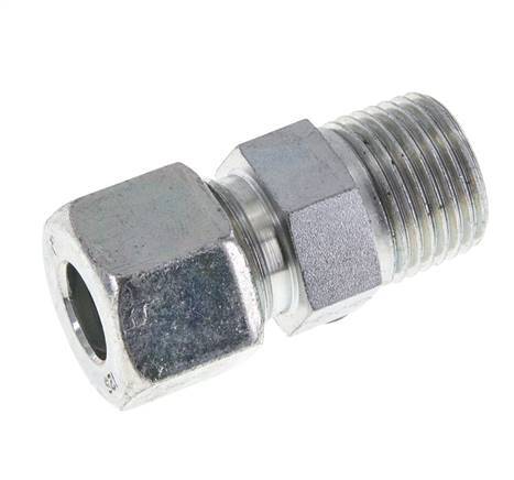 Racor de corte recto de acero galvanizado 12S y R1/2'' con rosca macho 630 bar ISO 8434-1